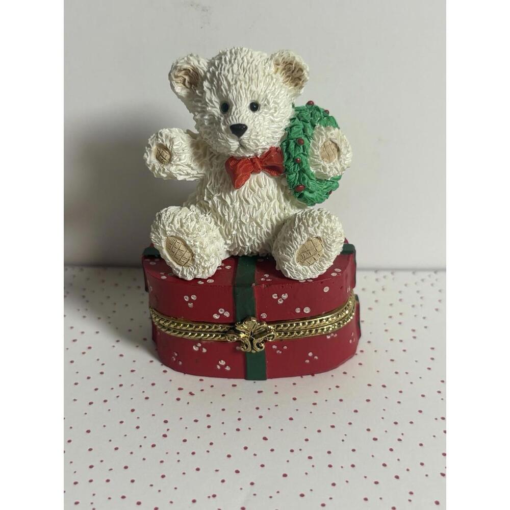 Christmas Bear Trinket Box – Holiday Gift Box with Hinged Lid‎